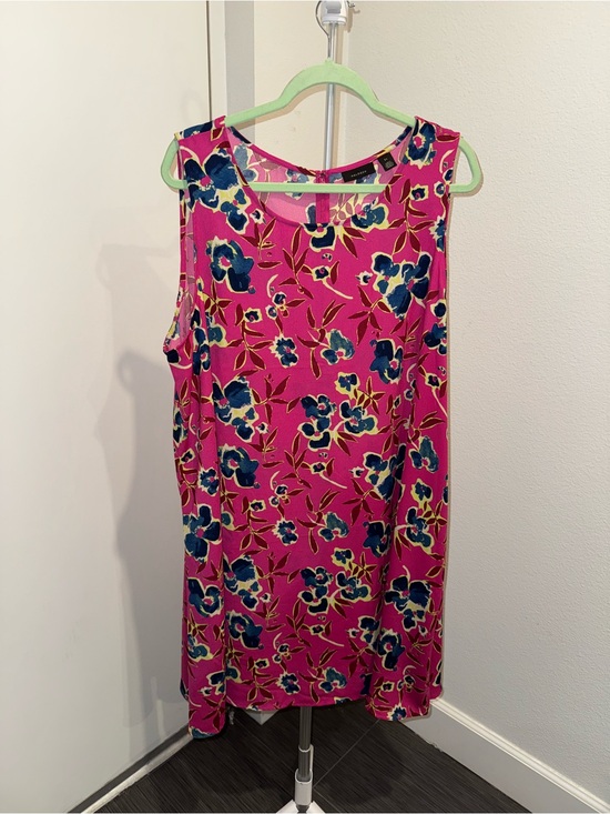 Halogen Dresses & Skirts - Halogen Pink Floral Dress Blue and Green Accents Zipper Resortwear Maximalist